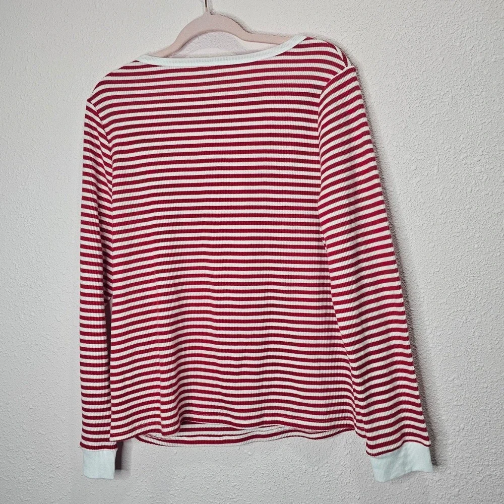 Auden‎ Sleepwear Womens Size XL Christmas Pajama Set Red White Striped Top Pants - Picture 5 of 8